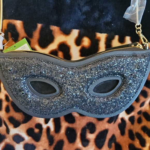 NWT Kate Spade "Dress The Part" black glitter clutch. - Picture 6 of 9
